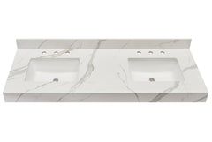 Altair 60 in. Sintered Stone Vanity Top in Calacatta White Apron with White Sink