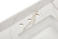 Altair 60 in. Sintered Stone Vanity Top in Calacatta White Apron with White Sink