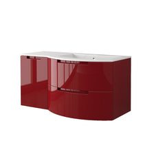 LaToscana Oasi 43" Wall Mounted Vanity Set with Left Side Cabinet Glossy Red - OA43OPT3R