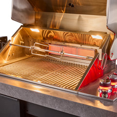 Forno Rimini Outdoor Kitchen 30" BBQ 62,600 BTU, 3 Burners with Sear & Rotisserie, 2.4 cu.ft. Beverage Center, Stainless Steel Sink, Black Cabinets & Gray Sintered Stone Countertop - FODKT2544BLK