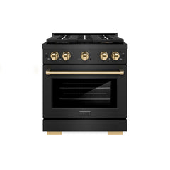 ZLINE Range - Black Satin Stainless Steel with Polished Gold Accents
