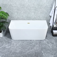 Altair Groda 63" x 30" Flatbottom Freestanding Acrylic Soaking Bathtub with Drain and Overflow - 52863-BAT-WH