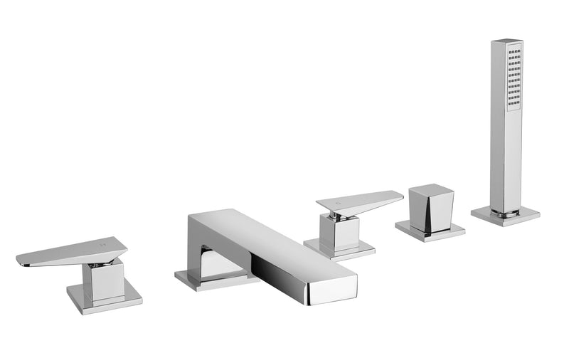 LaToscana Quadro Roman Tub With Diverter And Hand Held - Polished Chrome