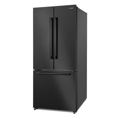 Cosmo 30 in. Vista Collection 17.5 cu. ft. Counter Depth 3-Door French Door Refrigerator, Freezer Drawer, Handles, Matte Black - COS-RFFV183GHBK