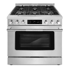 Cosmo 36 in. Stellar Collection 6.1 cu. ft. Gas Range, 6 Burners, Convection Oven, Cast Iron Grates, Stainless Steel - COS-RGS366SS
