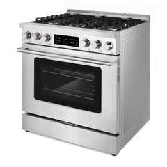 Cosmo 36 in. Stellar Collection 6.1 cu. ft. Gas Range, 6 Burners, Convection Oven, Cast Iron Grates, Stainless Steel - COS-RGS366SS