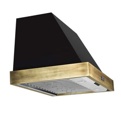 Forno Vittorio 36" Wall Mount Range Hood with Antique Brass Trim, 600 CFM with Baffle Filters & Remote Control - FRHWM5078-36