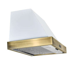 Forno Vittorio 36" Wall Mount Range Hood with Antique Brass Trim, 600 CFM with Baffle Filters & Remote Control - FRHWM5078-36