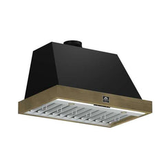 Forno Vittorio 36" Wall Mount Range Hood with Antique Brass Trim, 600 CFM with Baffle Filters & Remote Control - FRHWM5078-36