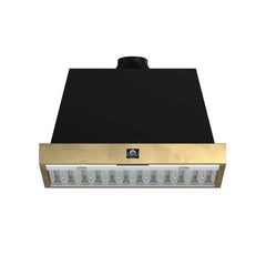 Forno Vittorio 36" Wall Mount Range Hood with Antique Brass Trim, 600 CFM with Baffle Filters & Remote Control - FRHWM5078-36