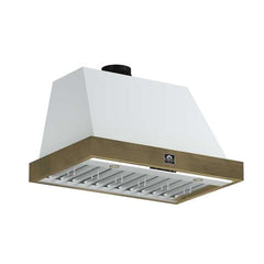 Forno Vittorio 36" Wall Mount Range Hood with Antique Brass Trim, 600 CFM with Baffle Filters & Remote Control - FRHWM5078-36