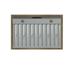 Forno Vittorio 36" Wall Mount Range Hood with Antique Brass Trim, 600 CFM with Baffle Filters & Remote Control - FRHWM5078-36