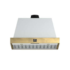 Forno Vittorio 36" Wall Mount Range Hood with Antique Brass Trim, 600 CFM with Baffle Filters & Remote Control - FRHWM5078-36