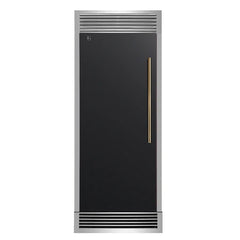 Forno Maderno 28-Inch Built-In Convertible Refrigerator with Antique Brass Handle, 13.6 cu.ft. with Decorative Trim - 32-Inch Wide - FFFFD1722-32