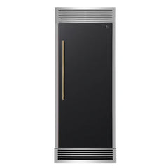 Forno Maderno 28-Inch Built-In Convertible Refrigerator with Antique Brass Handle, 13.6 cu.ft. with Decorative Trim - 32-Inch Wide - FFFFD1722-32