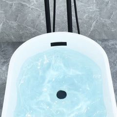 Altair Kaprun 63" x 30" Flatbottom Freestanding Acrylic Soaking Bathtub in Glossy Black with Drain and Overflow - 51563-BAT-BK-FC