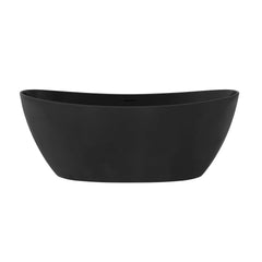 Altair Giselle 65" x 34" Freestanding Solid Surface Soaking Bathtub in Matte Black with Drain and Integrated Overflow