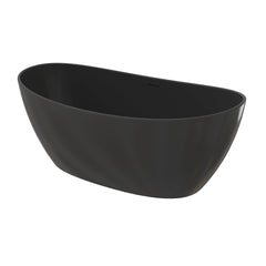 Altair Giselle 65" x 34" Freestanding Solid Surface Soaking Bathtub in Matte Black with Drain and Integrated Overflow