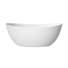 Altair Giselle 65" x 34" Freestanding Solid Surface Soaking Bathtub in Matte Black with Drain and Integrated Overflow - S11265-BAT-MW