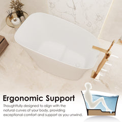 Altair Pierre 51" x 29" Freestanding Solid Surface Japanese Soaking Bathtub in Matte White with Seat