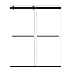 Altair Marcelo 64" W x 76" H By Pass Frameless Shower Door with Clear Glass - Matte Black