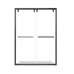 Altair Caspar 52" W x 76" H By Pass Semi Frameless Shower Door in Matte Black with Clear Glass