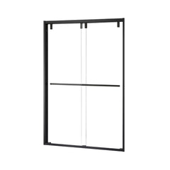 Altair Caspar 52" W x 76" H By Pass Semi Frameless Shower Door in Matte Black with Clear Glass