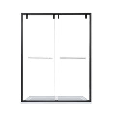 Altair Caspar 60" W x 76" H By Pass Semi Frameless Shower Door in Matte Black with Clear Glass