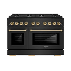 ZLINE 48 in. Paramount Double Oven Dual Fuel Range - Polished Gold Helix Handle