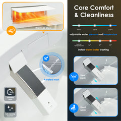 Altair Natalie Smart Toilet with Tank Flush Bidet Wash, Auto Open Lid, 1.06 Gallons Auto Flush, Heat Seat, Warm Wash/Dryer, Soft Closing, Night Light, Remote Control