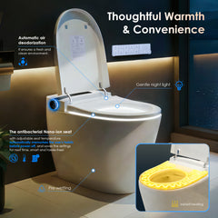 Altair Marcel Smart Toilet with Tankless Flush Bidet Wash, Auto Flush, 1.28 Gallons , Heat Seat, Warm Wash/Dryer, Soft Closing, Night Light, Remote Control