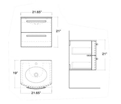 LaToscana Palio 21" Wall Mounted Vanity Cabinet with 2 Drawers - L454