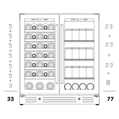 KingsBottle 30" Combination Beer and Wine Cooler with Low-E Glass Door - KBU165BW