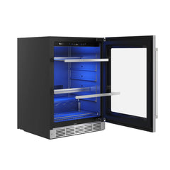 THOR Kitchen 24 in. Professional Undercounter Beverage Center with LED Control & 113 Can / 6 Bottle Capacity - TBR24US