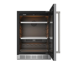 THOR Kitchen 24 in. Professional Undercounter Beverage Center with LED Control & 113 Can / 6 Bottle Capacity - TBR24US
