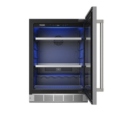 THOR Kitchen 24 in. Professional Undercounter Beverage Center with LED Control & 113 Can / 6 Bottle Capacity - TBR24US