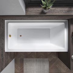 Vanity Art 60"x 30" Pure White Alcove Soaking Tub with Overflow and Drain - B3022-Left