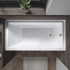 Vanity Art 60"x 30" Pure White Alcove Soaking Tub with Overflow and Drain - B3022-Right