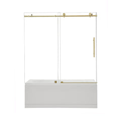 Altair Lazaro 60" W x 58" H Single Sliding Frameless Tub Door with Clear Glass