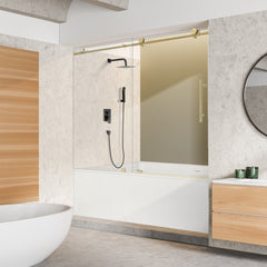 Altair Lazaro 60" W x 58" H Single Sliding Frameless Tub Door with Clear Glass