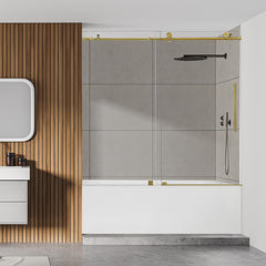 Altair Lazaro 60" W x 58" H Single Sliding Frameless Tub Door with Clear Glass