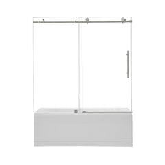 Altair Lazaro 60" W x 58" H Single Sliding Frameless Tub Door with Clear Glass - Brushed Nickel