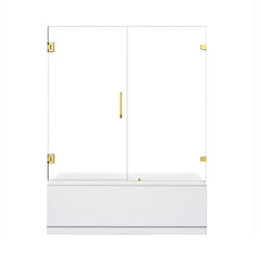 Altair Roisin 60" W x 58" H Frameless Hinged Tub Door with Clear Glass
