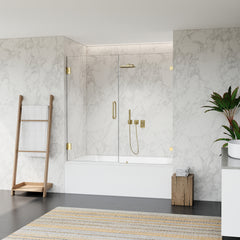 Altair Roisin 60" W x 58" H Frameless Hinged Tub Door with Clear Glass