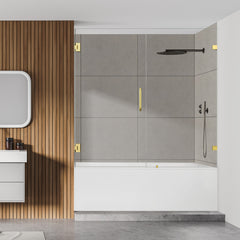 Altair Roisin 60" W x 58" H Frameless Hinged Tub Door with Clear Glass