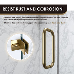 Altair Roisin 60" W x 58" H Frameless Hinged Tub Door with Clear Glass