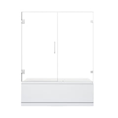Altair Roisin 60" W x 58" H Frameless Hinged Tub Door with Clear Glass - Polished Chrome