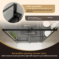 Altair Belizzi 60" W x 58" H By Pass Frameless Exposed Roller Tub Door in Matte Black with Clear Glass