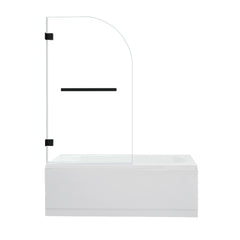Altair Alvise 34" W x 58" H Frameless Hinged Tub Door in Matte Black with Clear Glass