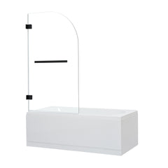 Altair Alvise 34" W x 58" H Frameless Hinged Tub Door in Matte Black with Clear Glass